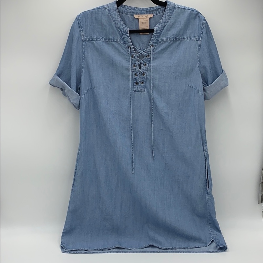 Philosophy - Lace-up - Chambray Tunic Dress - EUC
